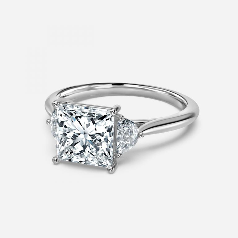 Kiara Princess Three Stone Moissanite Engagement Ring