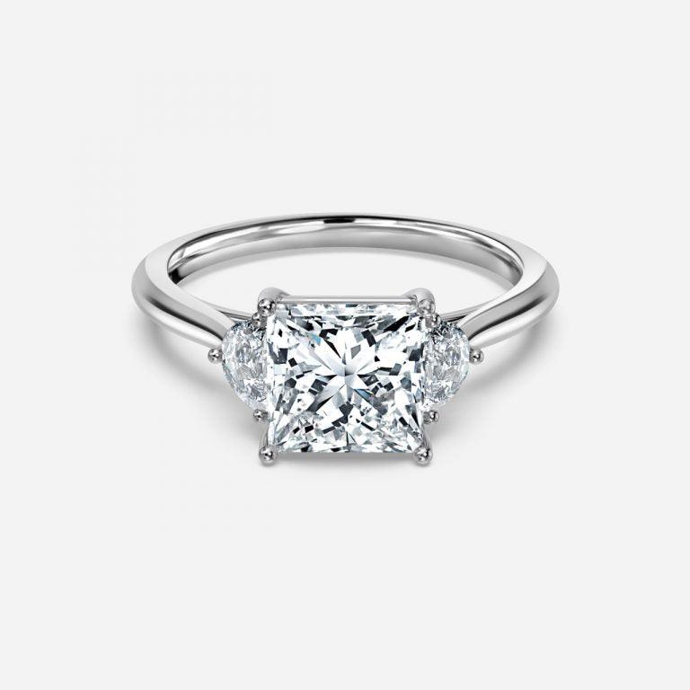 Kiara Princess Three Stone Moissanite Engagement Ring