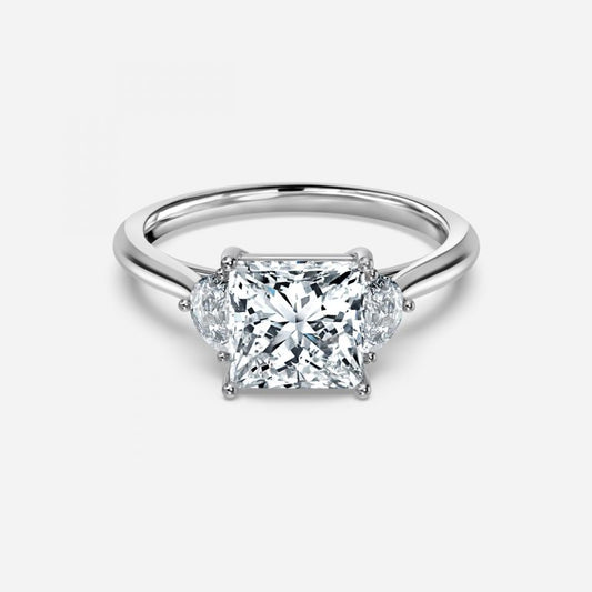 Kiara Princess Three Stone Moissanite Engagement Ring