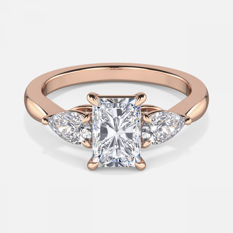 Tierney Radiant Three Stone Moissanite Engagement Ring