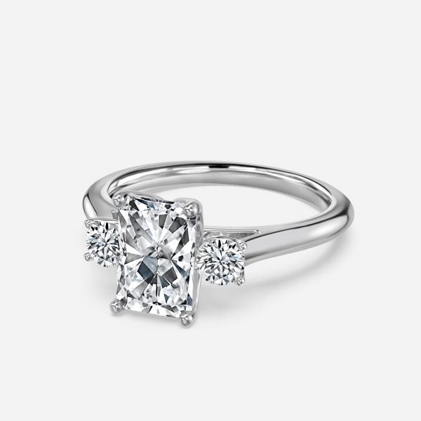 Myra Radiant Three Stone Moissanite Engagement Ring