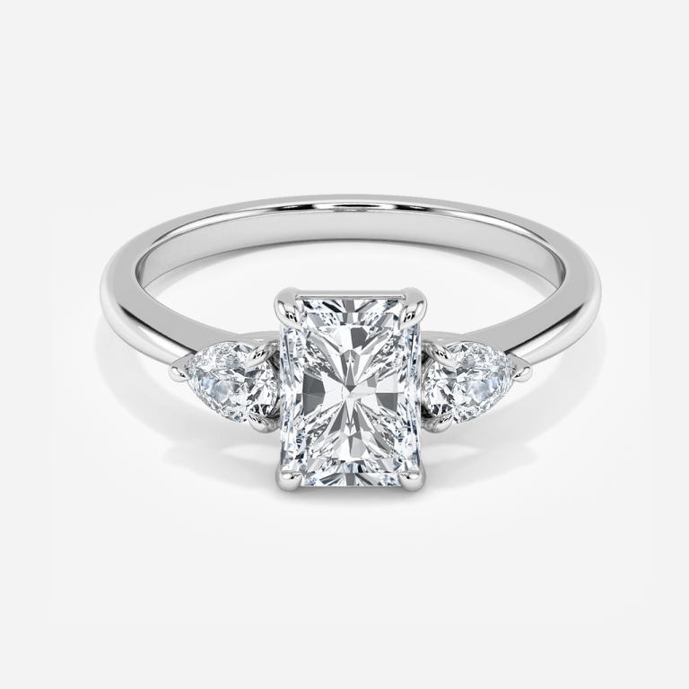 Verity Radiant Three Stone Moissanite Engagement Ring