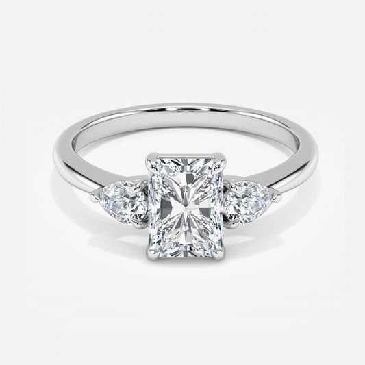 Verity Radiant Three Stone Moissanite Engagement Ring