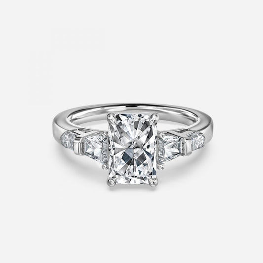 Maida Radiant Three Stone Moissanite Engagement Ring