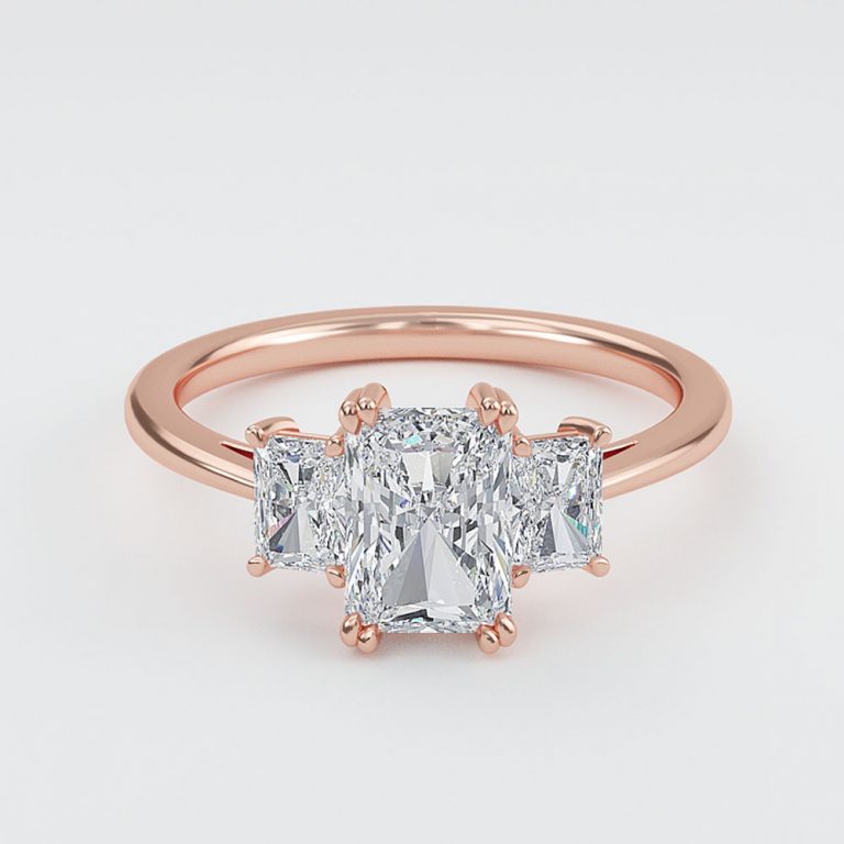 Ika Radiant Three Stone Moissanite Engagement Ring