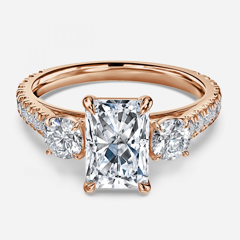 Oriana Radiant Three Stone Moissanite Engagement Ring