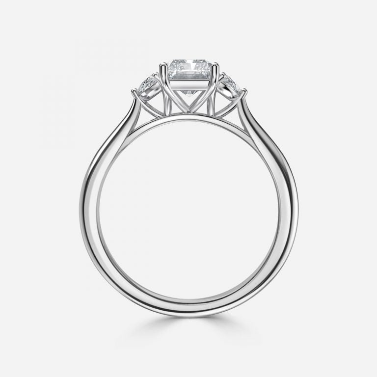 Kiara Radiant Three Stone Moissanite Engagement Ring