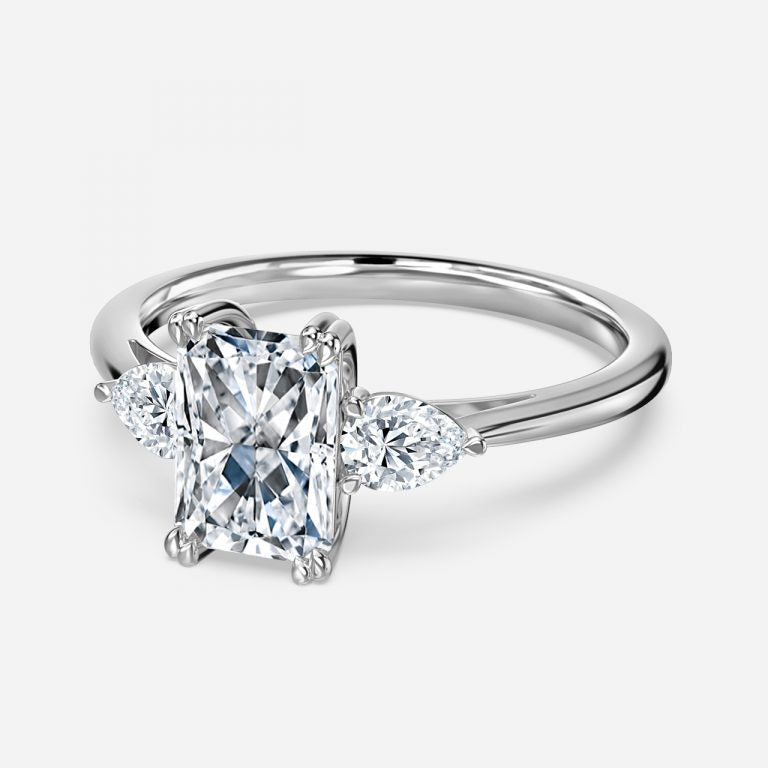 Raya Radiant Three Stone Moissanite Engagement Ring