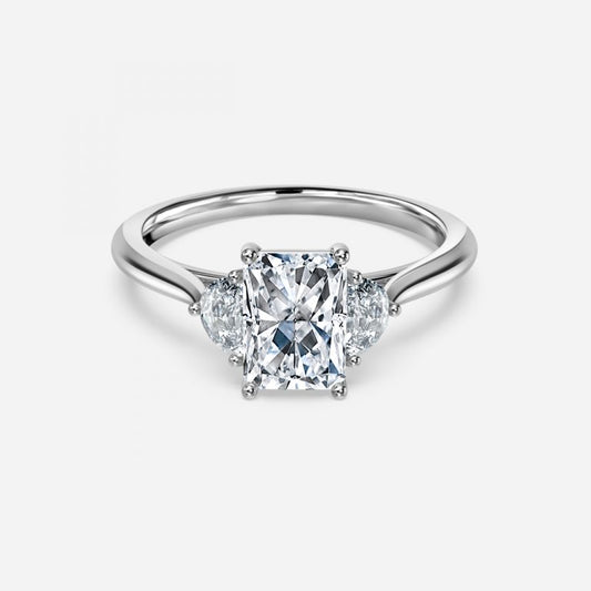 Kiara Radiant Three Stone Moissanite Engagement Ring