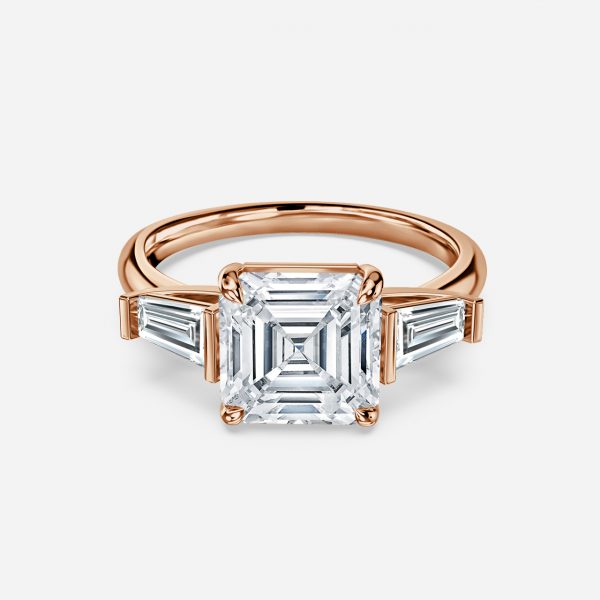 Jara Asscher Three Stone Moissanite Engagement Ring