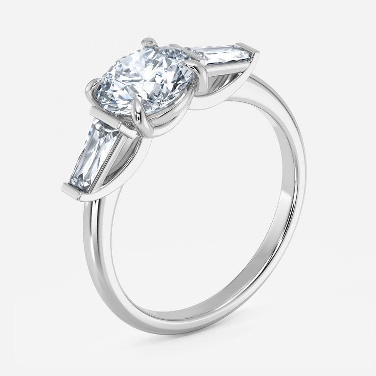 Jara Round Three Stone Moissanite Engagement Ring