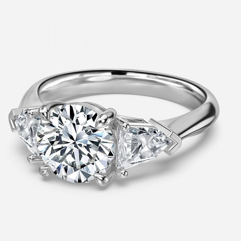 Eri Round Three Stone Moissanite Engagement Ring