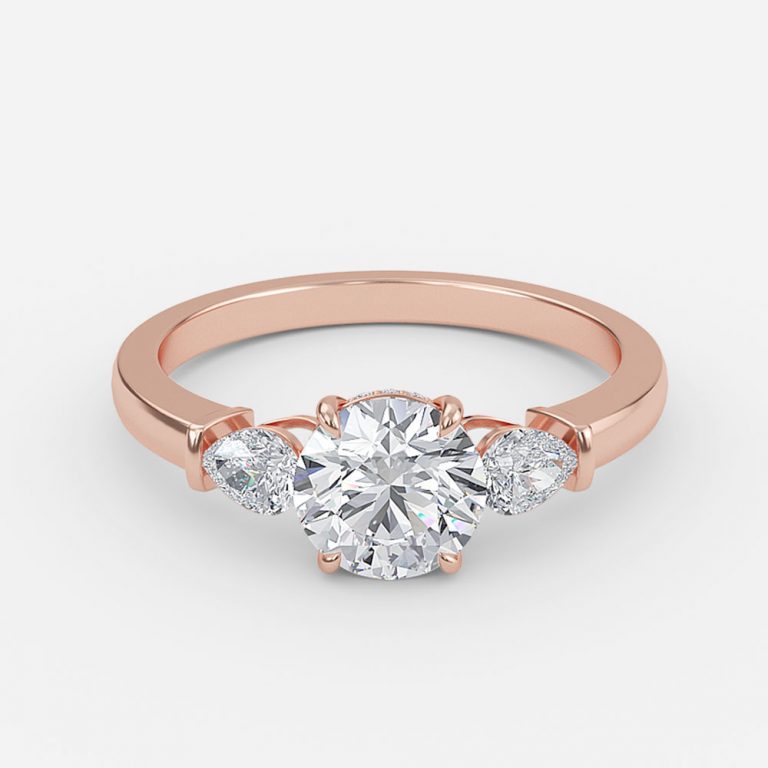 Malai Round Three Stone Moissanite Engagement Ring