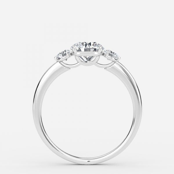 Kaori Round Three Stone Moissanite Engagement Ring