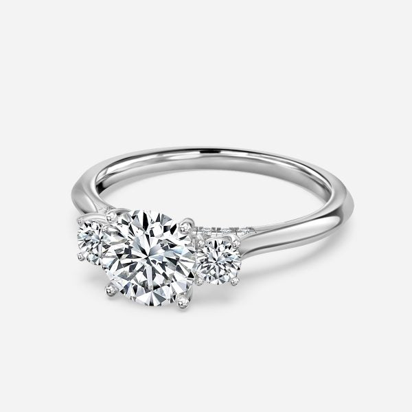 Elspeth Round Three Stone Moissanite Engagement Ring