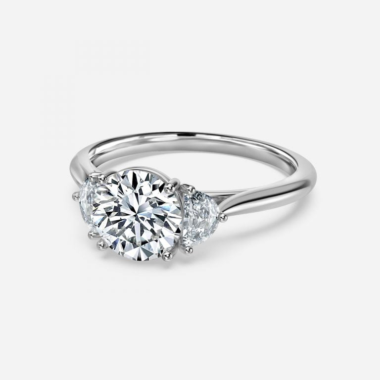 Kiara Round Three Stone Moissanite Engagement Ring