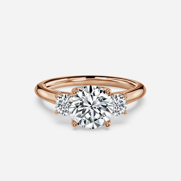 Myra Round Three Stone Moissanite Engagement Ring