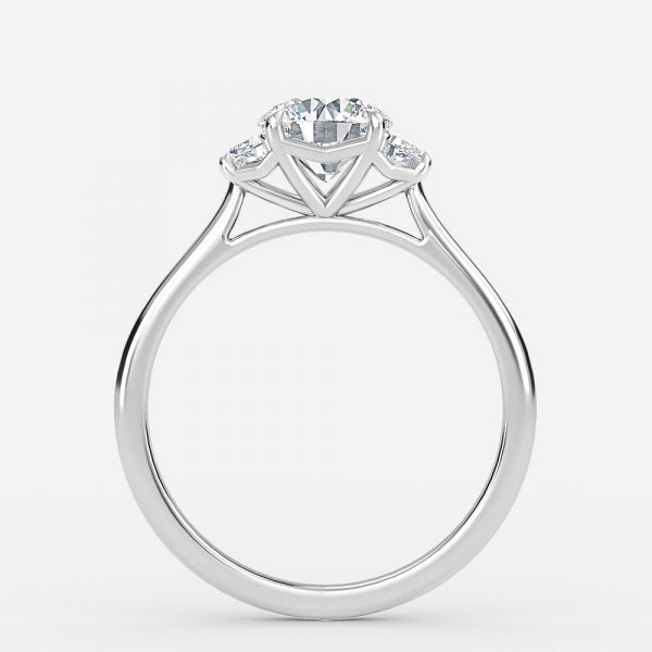 Rain Round Three Stone Moissanite Engagement Ring