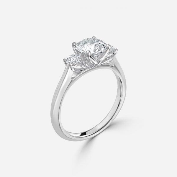 Myra Round Three Stone Moissanite Engagement Ring