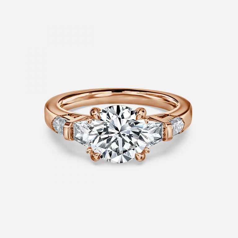 Maida Round Three Stone Moissanite Engagement Ring