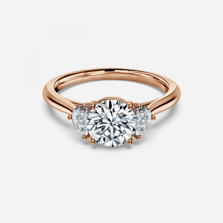 Kiara Round Three Stone Moissanite Engagement Ring