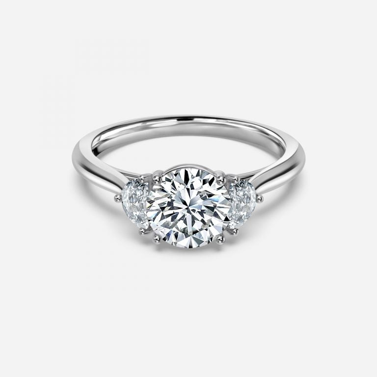 Kiara Round Three Stone Moissanite Engagement Ring