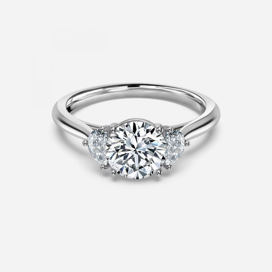 Kiara Round Three Stone Moissanite Engagement Ring