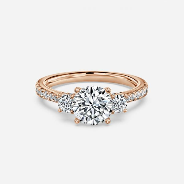 Fabian Round Three Stone Moissanite Engagement Ring