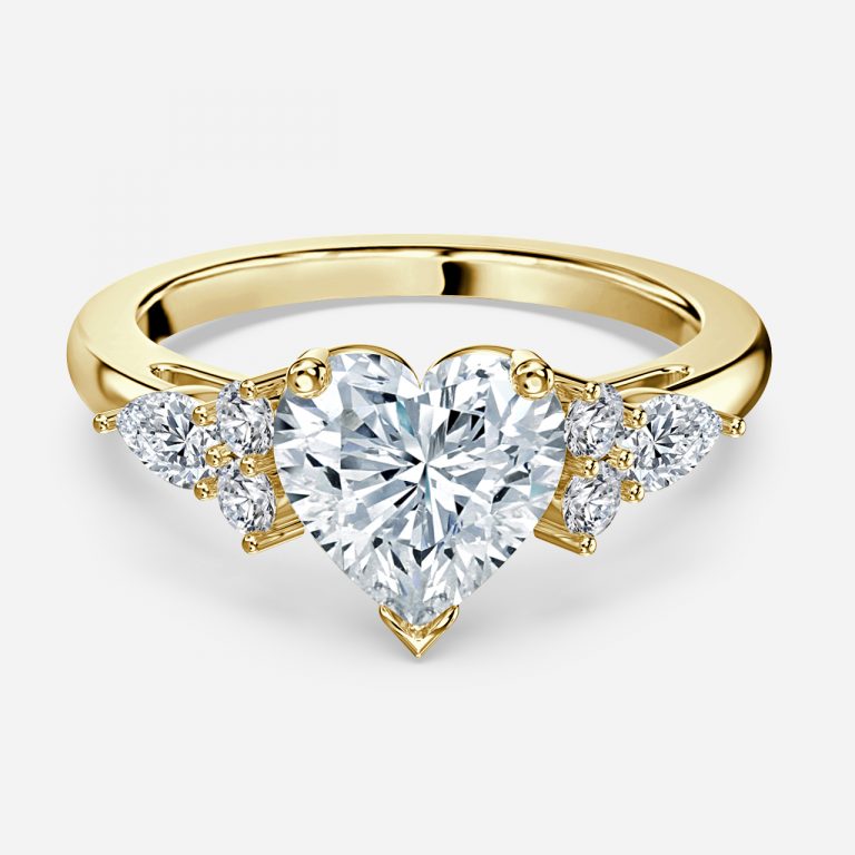 Carmel Heart Three Stone Moissanite Engagement Ring