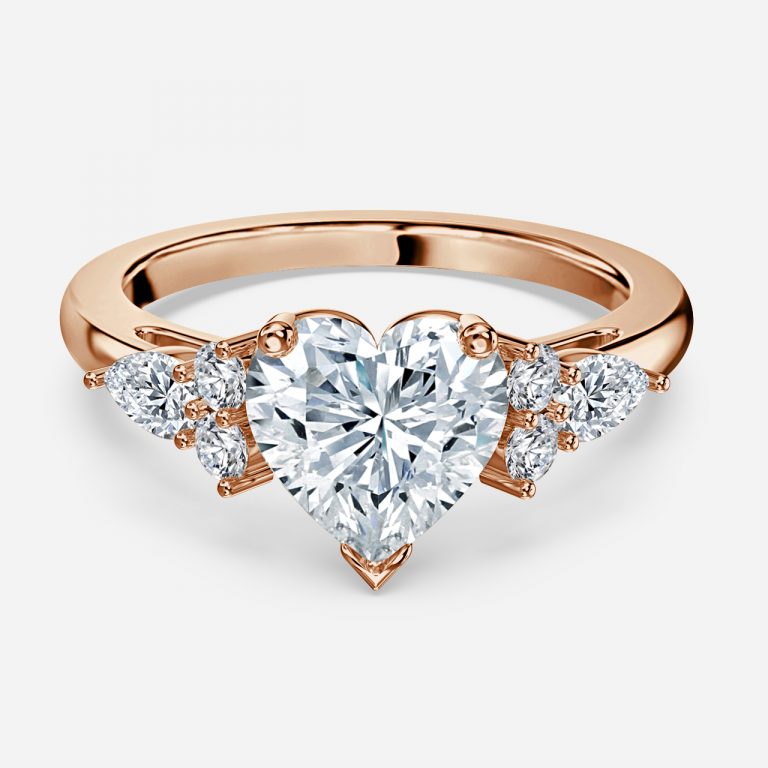 Carmel Heart Three Stone Moissanite Engagement Ring