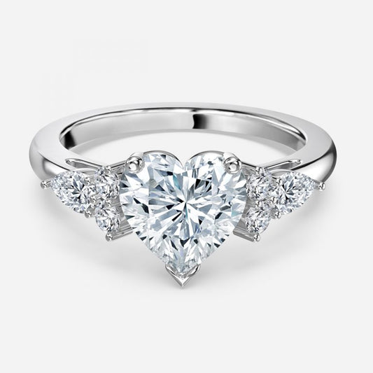 Carmel Heart Three Stone Moissanite Engagement Ring