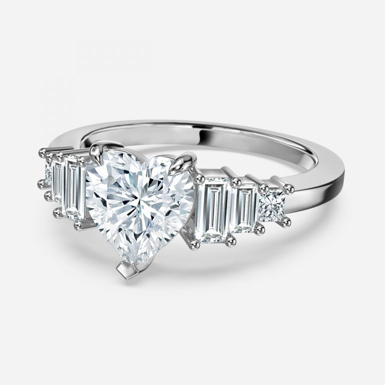 Fabiola Heart Three Stone Engagement Ring