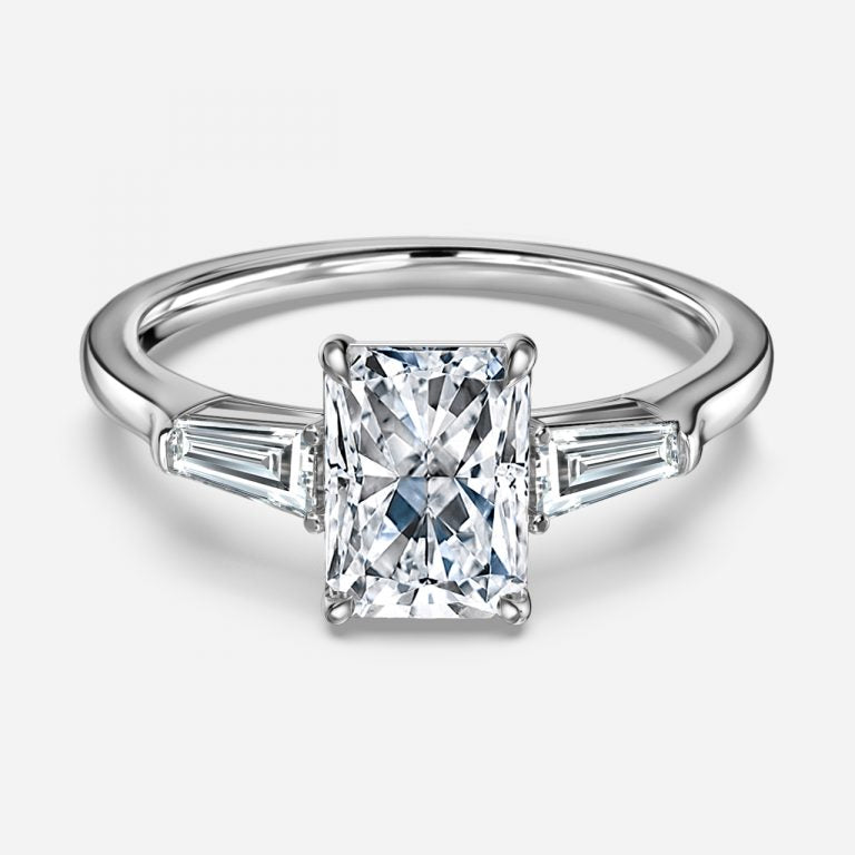 Romilly Radiant Three Stone Moissanite Engagement Ring