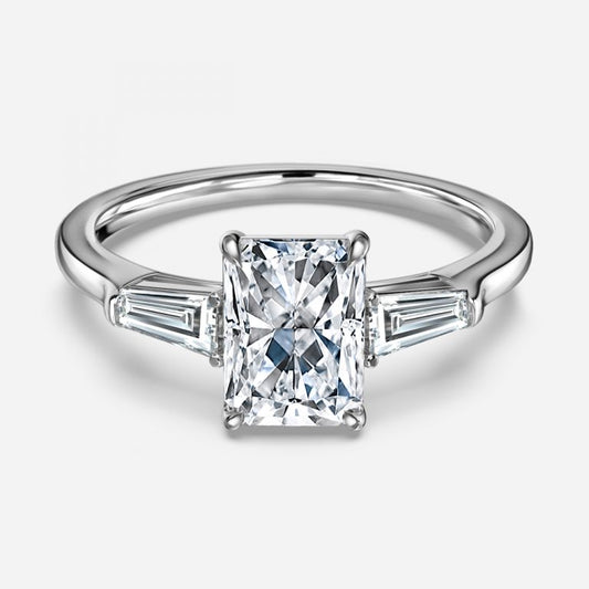 Romilly Radiant Three Stone Moissanite Engagement Ring