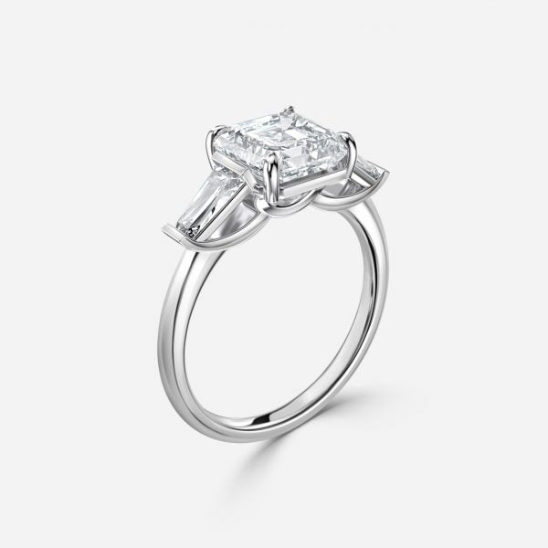 Jara Asscher Three Stone Moissanite Engagement Ring