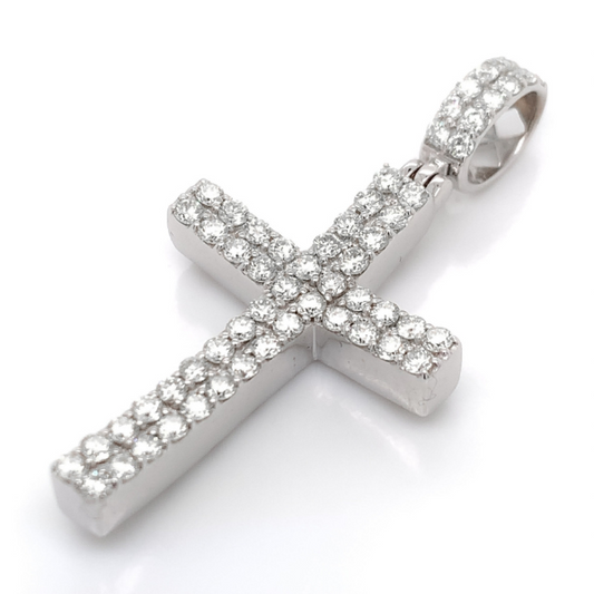 2.00 CT Moissanite Iced Out Concave Cross Pendant
