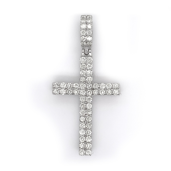2.00 CT Moissanite Iced Out Concave Cross Pendant