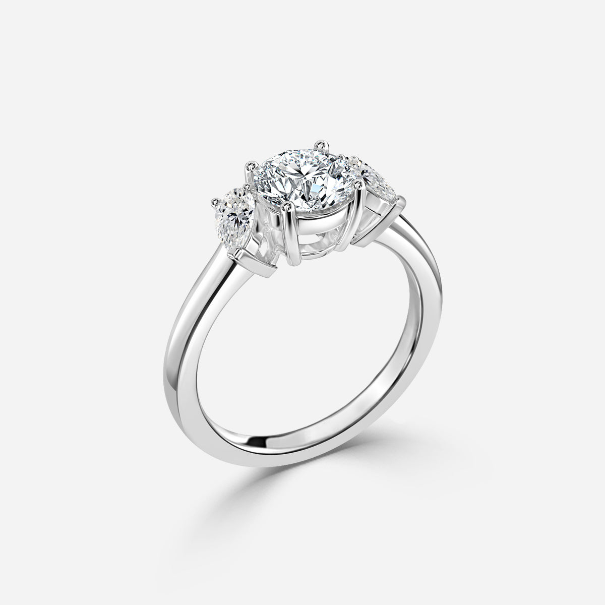 Jael Round Three Stone Moissanite Engagement Ring