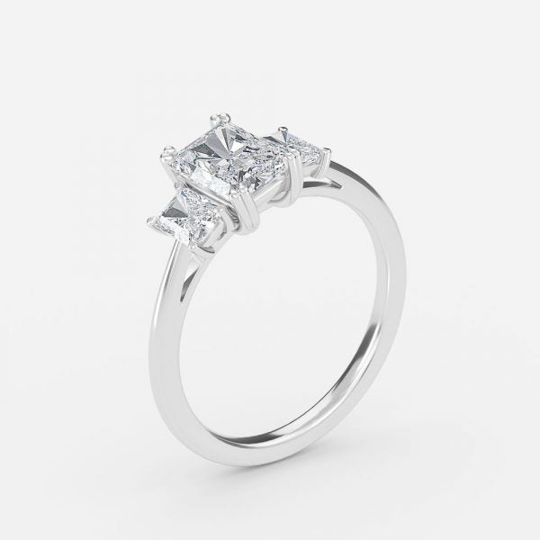 Ika Radiant Three Stone Moissanite Engagement Ring