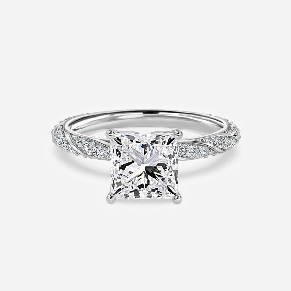 Wan Princess Diamond Band Moissanite Engagement Ring