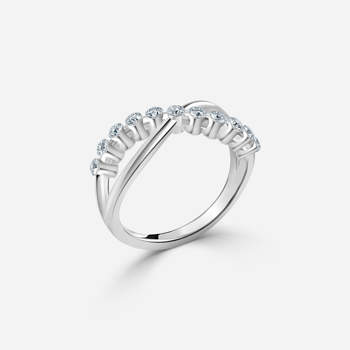 Fusion Shared Prong Moissanite Wedding Ring