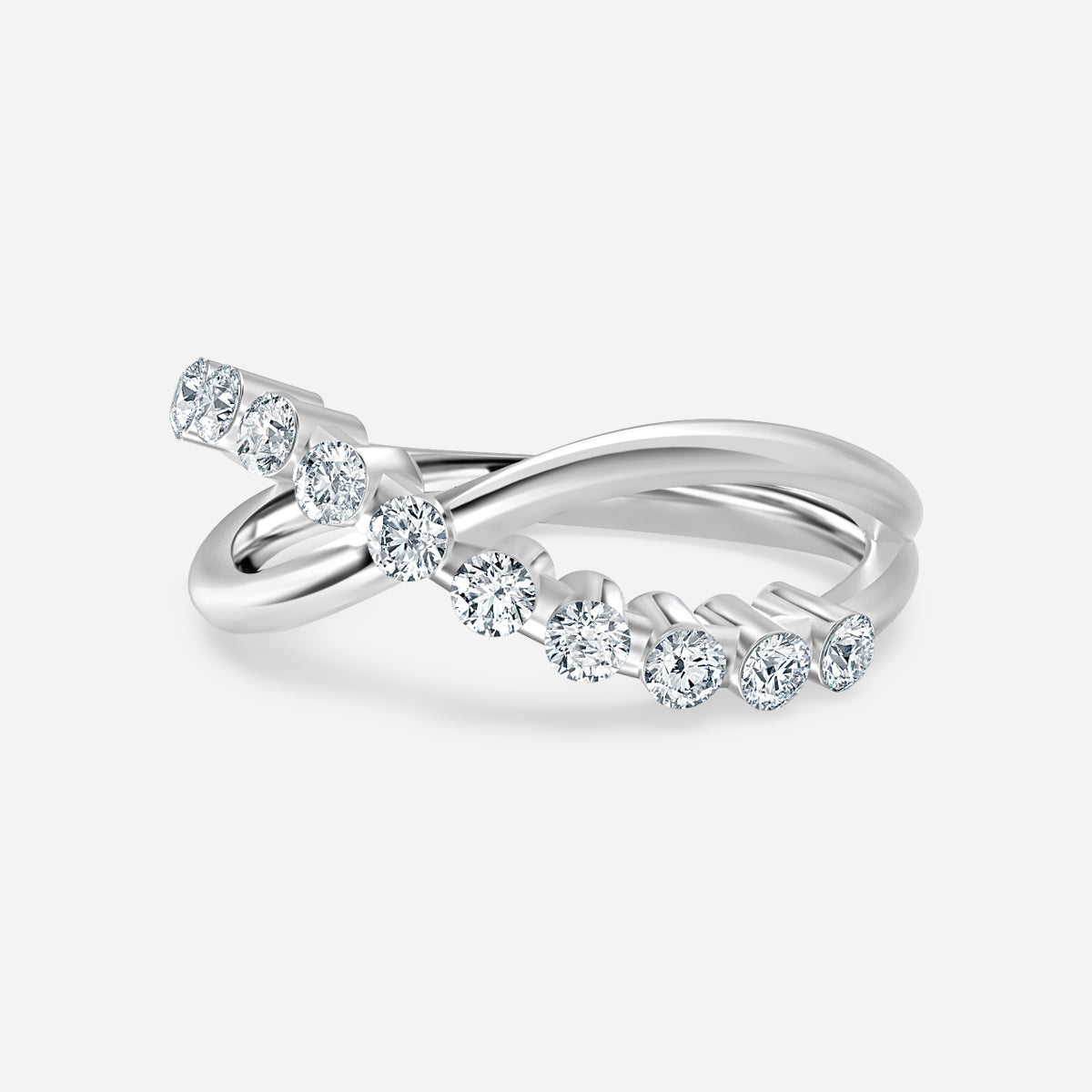 Fusion Shared Prong Moissanite Wedding Ring