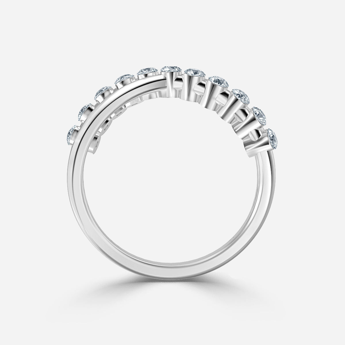 Fusion Shared Prong Moissanite Wedding Ring