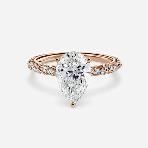 Wan Pear Unique Moissanite Engagement Ring