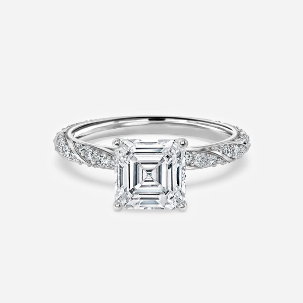 Wan Asscher Unique Moissanite Engagement Ring