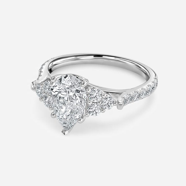 Galatea Pear Three Stone Moissanite Engagement Ring