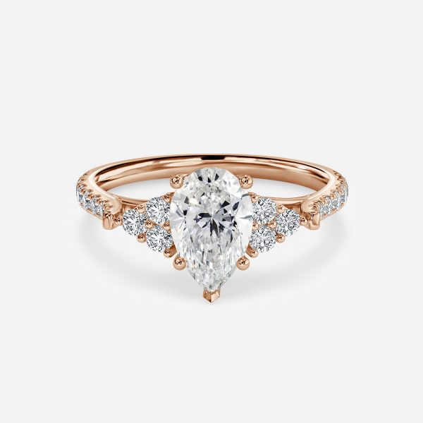 Galatea Pear Three Stone Moissanite Engagement Ring