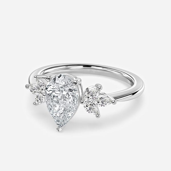 Anong Pear Three Stone Moissanite Engagement Ring