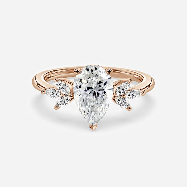 Anong Pear Three Stone Moissanite Engagement Ring