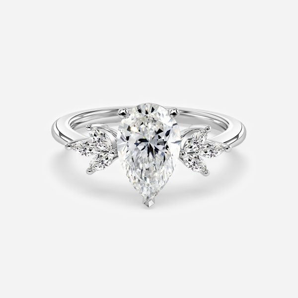 Anong Pear Three Stone Moissanite Engagement Ring